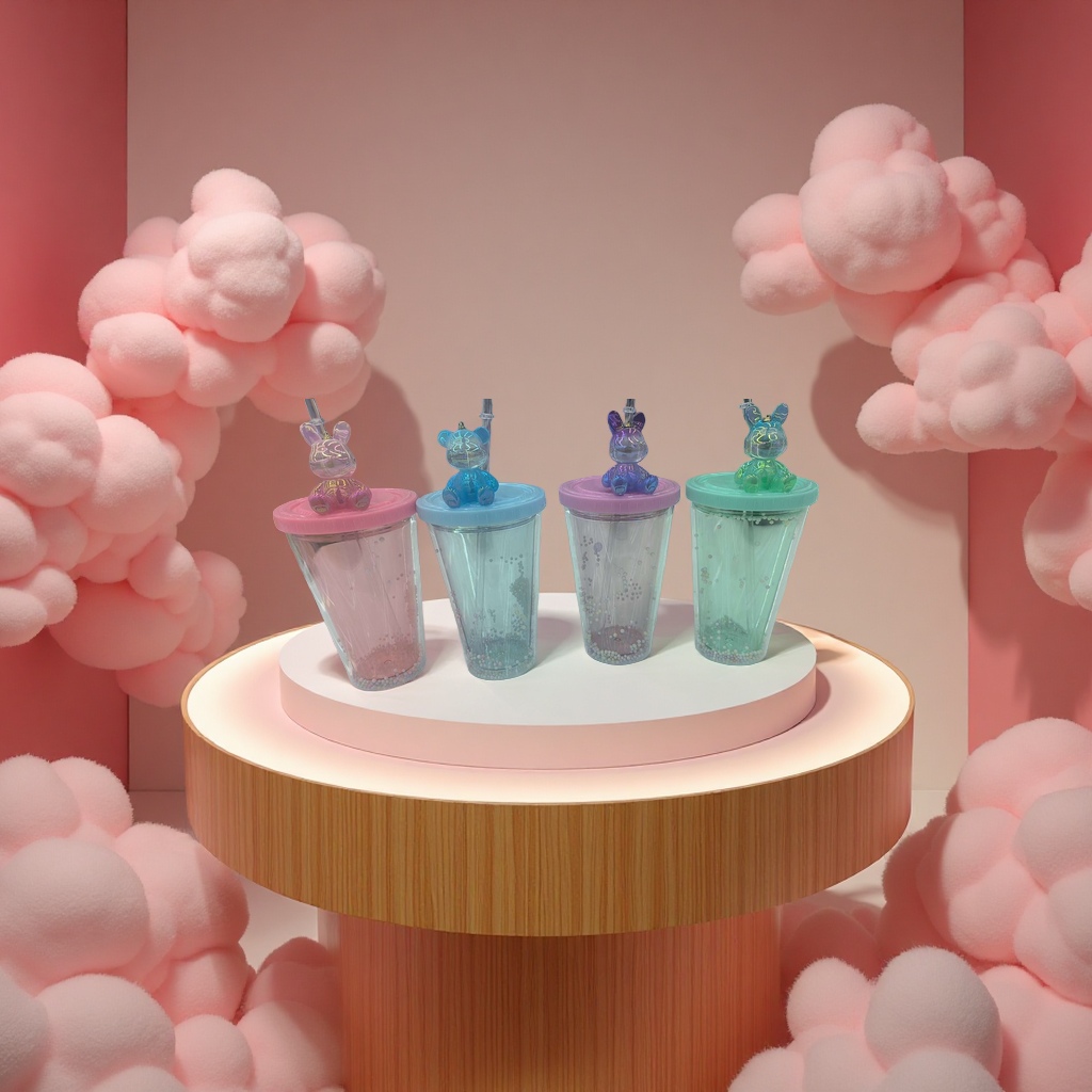 Children's water cup, summer portable insulated cup, plastic cup 180ml, leak-proof design, fresh and cute