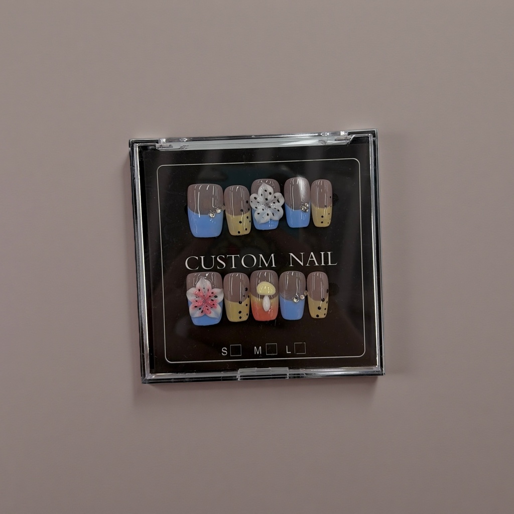 Wearable nail art patches, removable nail art pieces, nail art tool set, home nail art materials 162555315 Application Scenario