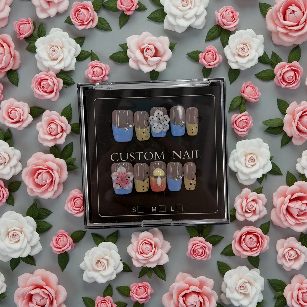 Wearable nail art patches, removable nail art pieces, nail art tool set, home nail art materials 162555315