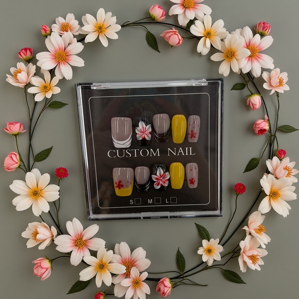Wearable nail art patches, removable nail art pieces, diamond nail art materials, nail polish glue accessories Application Scenario