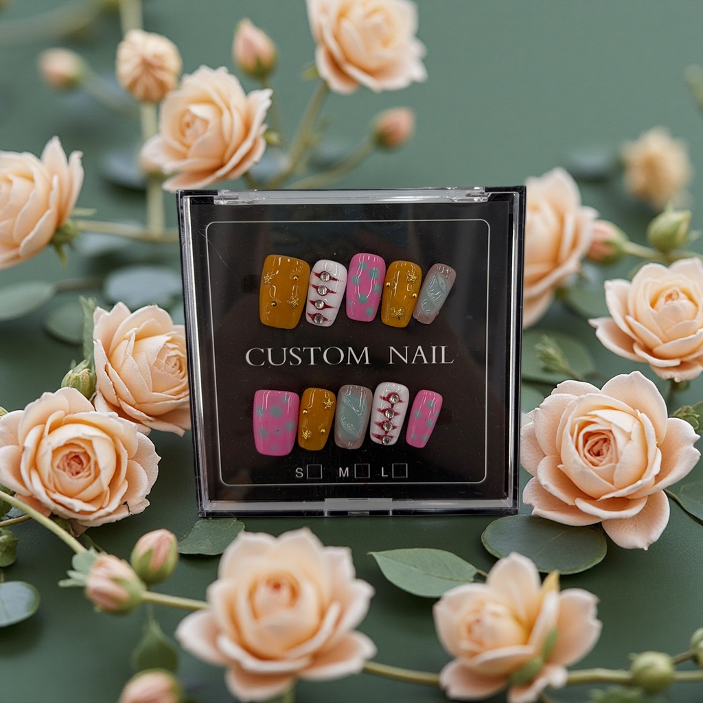 Wearable nail art patches, removable nail art pieces, nail art tool set, home nail art materials 162931039 Application Scenario