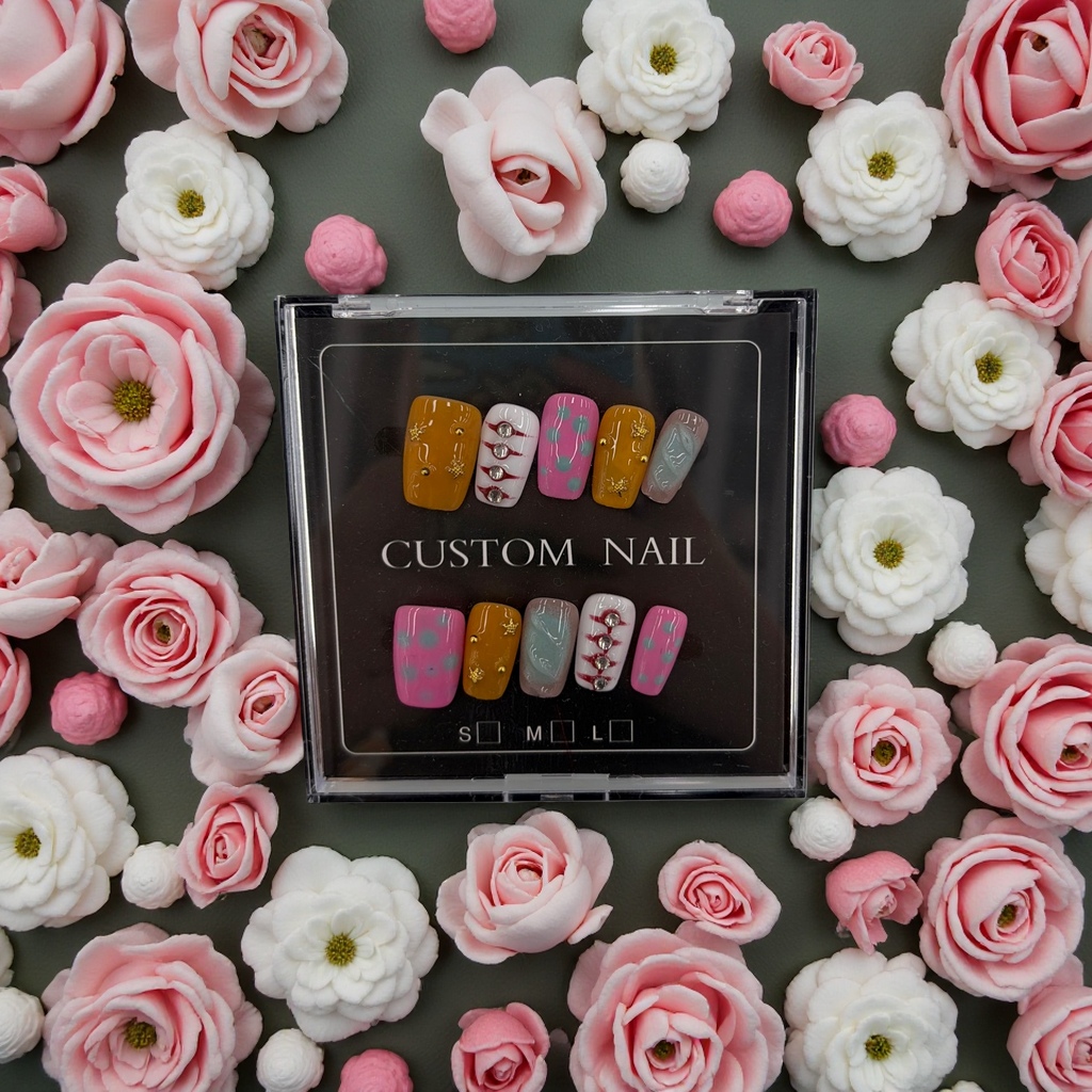 Wearable nail art patches, removable nail art pieces, nail art tool set, home nail art materials 162931039