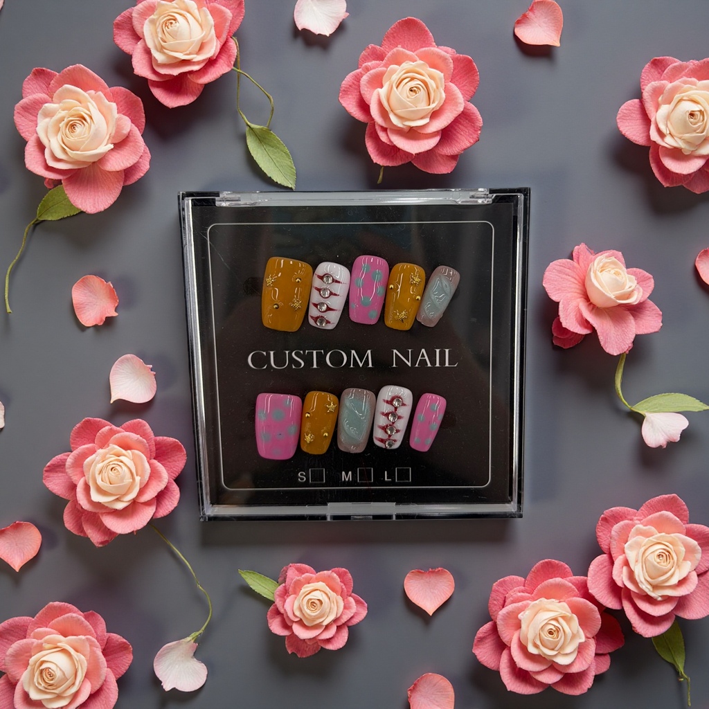 Wearable nail art patches, removable nail art pieces, nail art tool set, home nail art materials 162931039 Specification image