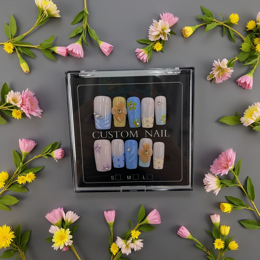 Wearable nail nail patches, removable nail patches, nail glue, nail polish glue, acrylic paint nail patch set details Picture