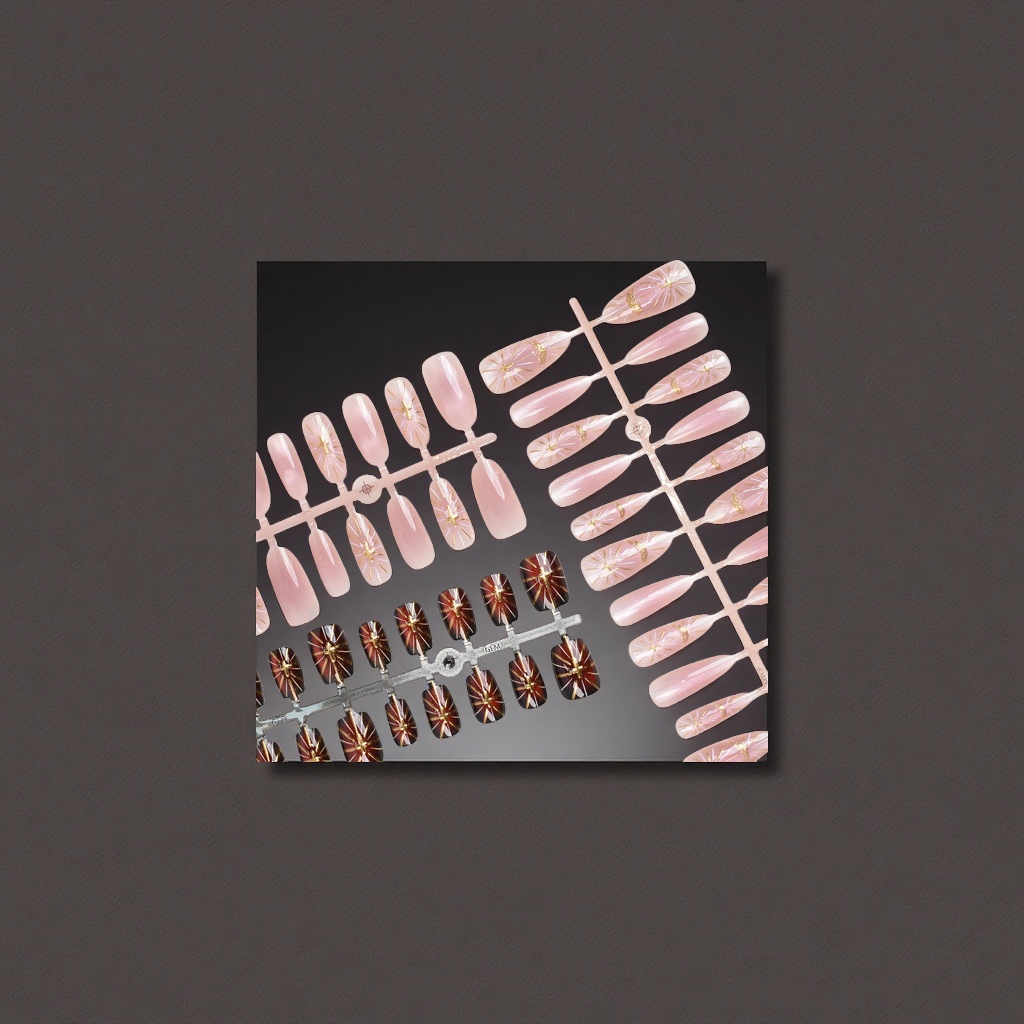 Korean-style nail patches, removable nail patches, glitter nail patches, 100-piece set