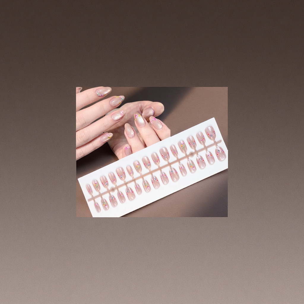 Wearable nail art patches, removable nail art pieces, diamond nail art materials, nail polish glue accessories