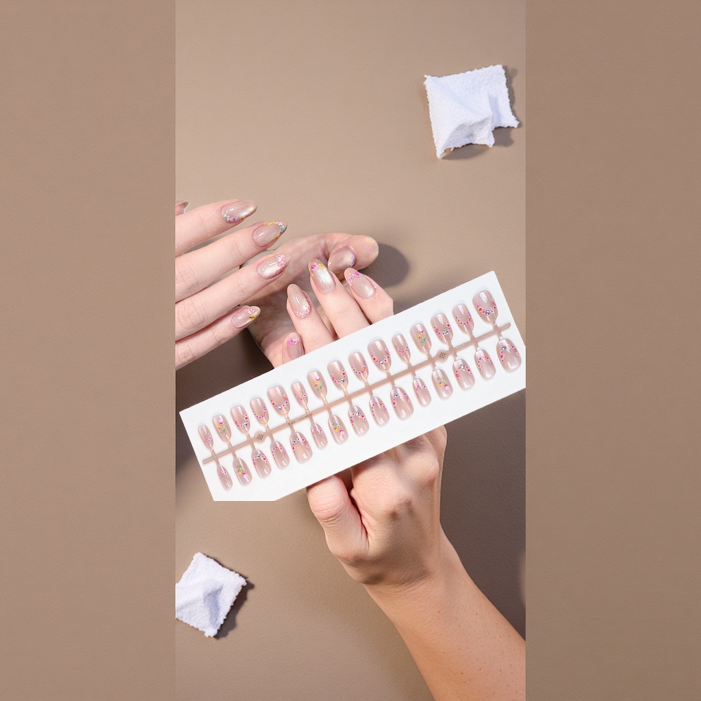 Wearable nail art patches, removable nail art pieces, diamond nail art materials, nail polish glue accessories details Picture