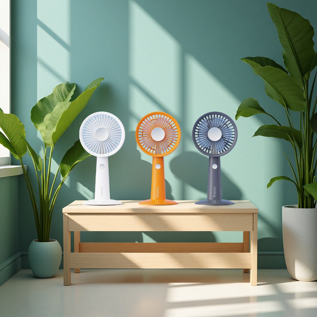Light and minimalist handheld fan with a base
