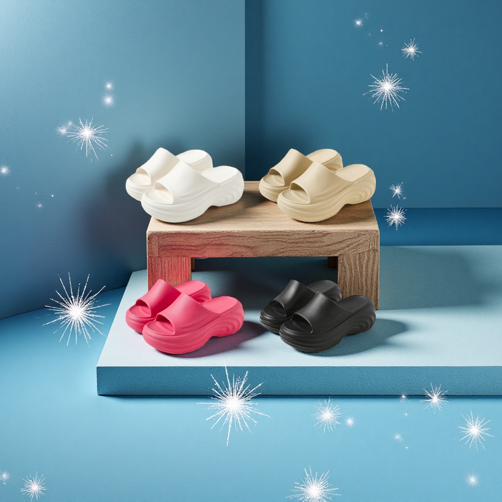 Ladies' anti-slip summer home plastic slippers are breathable, comfortable, soft and height-increasing