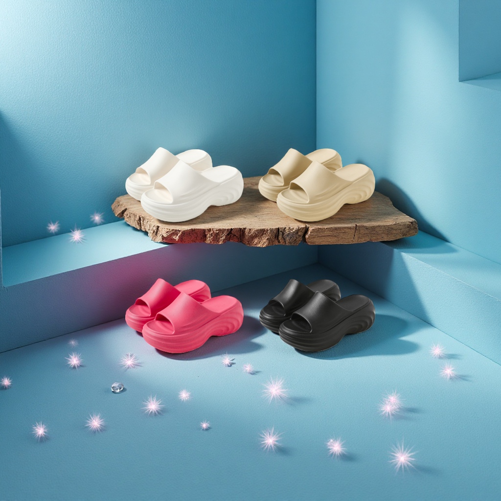 Ladies' anti-slip summer home plastic slippers are breathable, comfortable, soft and height-increasing Application Scenario