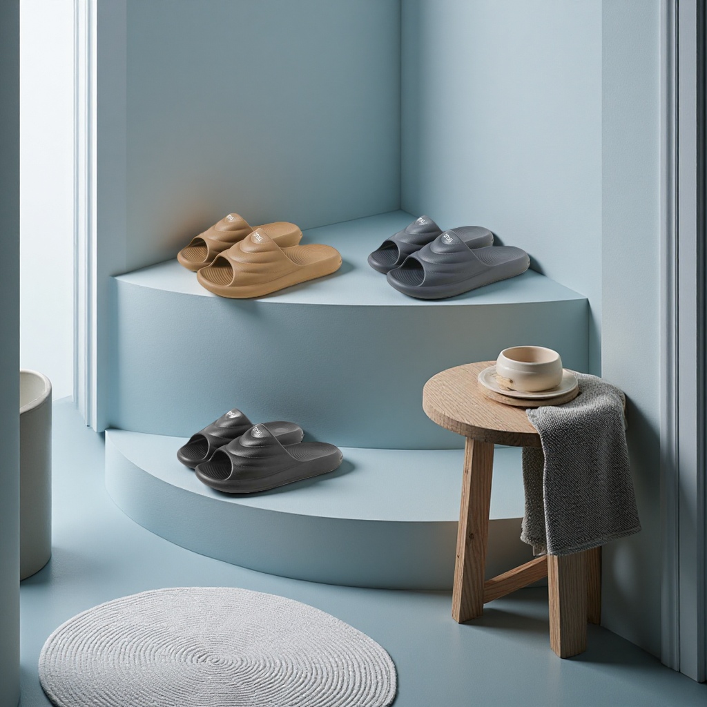 Anti-slip summer home plastic slippers, breathable, comfortable, soft, shock-absorbing, solid color sports style Specification image