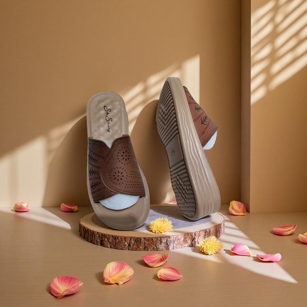 Women's leather home slippers are anti-slip, comfortable and breathable for home use Application Scenario