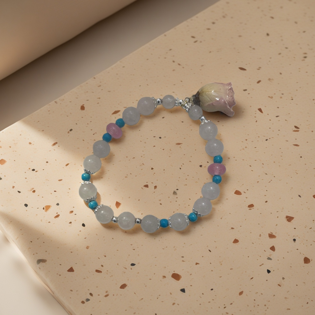 Natural crystal bracelet for ladies, simple and fashionable. Pure silver chain as a gift for your girlfriend details Picture