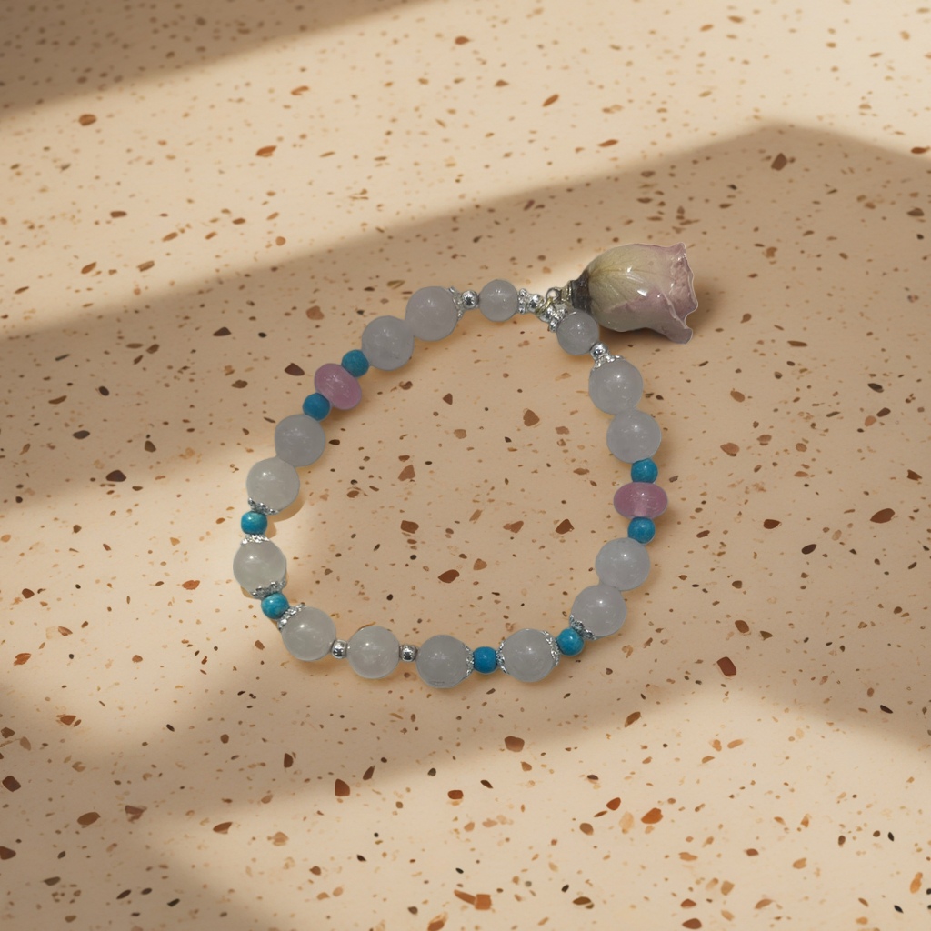 Natural crystal bracelet for ladies, simple and fashionable. Pure silver chain as a gift for your girlfriend Specification image