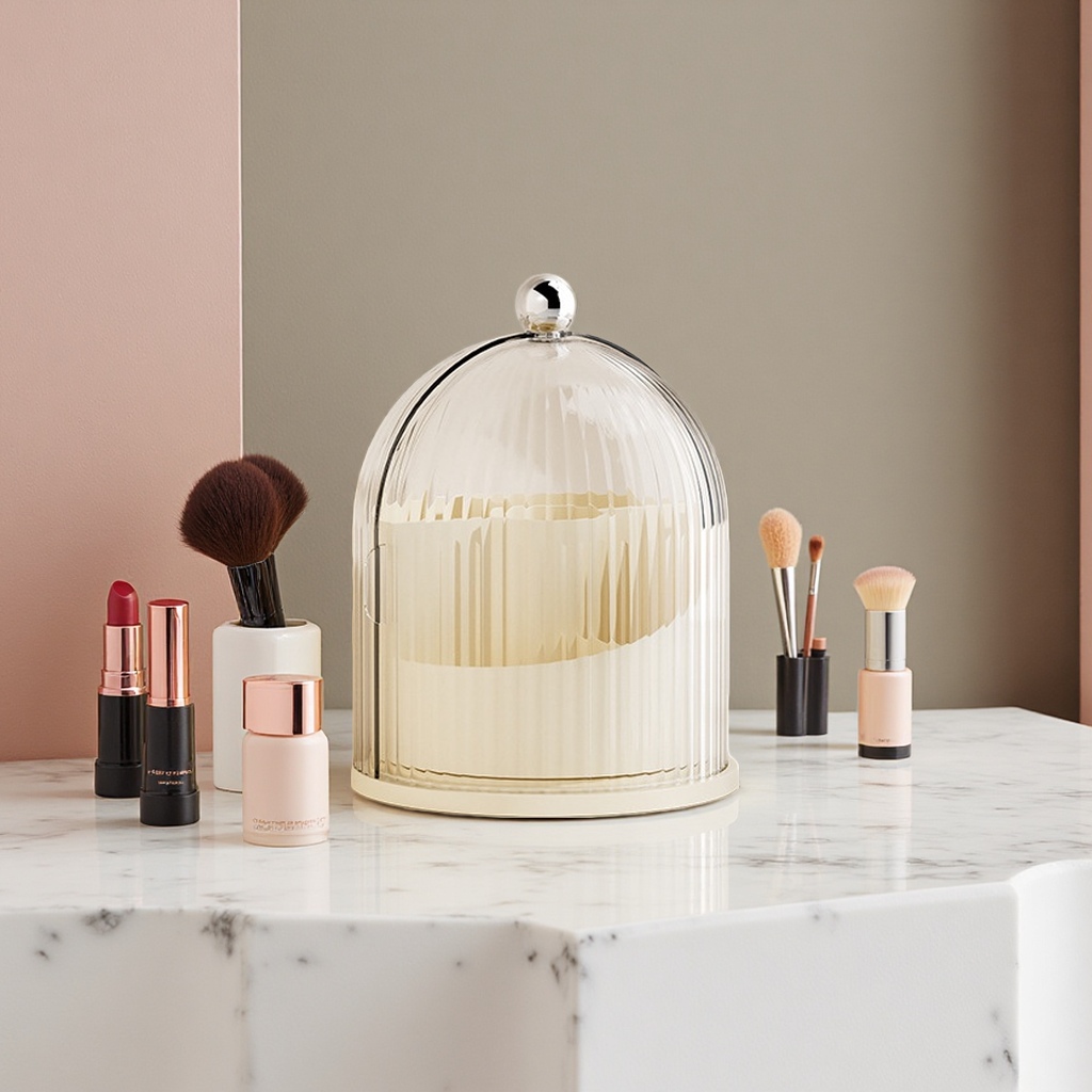 高级感化妆品收纳盒抽屉梳妆台大容量旋转桌面护肤品置物架