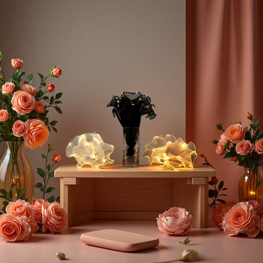 A black and white flower-wrapped wave gauze gift box is a romantic and warm home decoration for your girlfriend's birthday Application Scenario