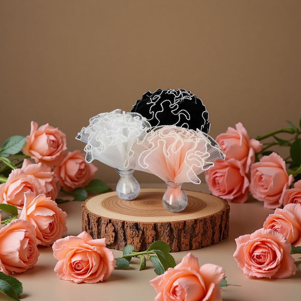 Flower packaging with pearl wave gauze. Elegant and romantic birthday gift for your girlfriend Specification image