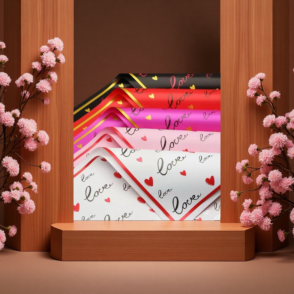 Heart-shaped flower wrapping paper, exquisite gift box packaging, reusable handmade paper details Picture