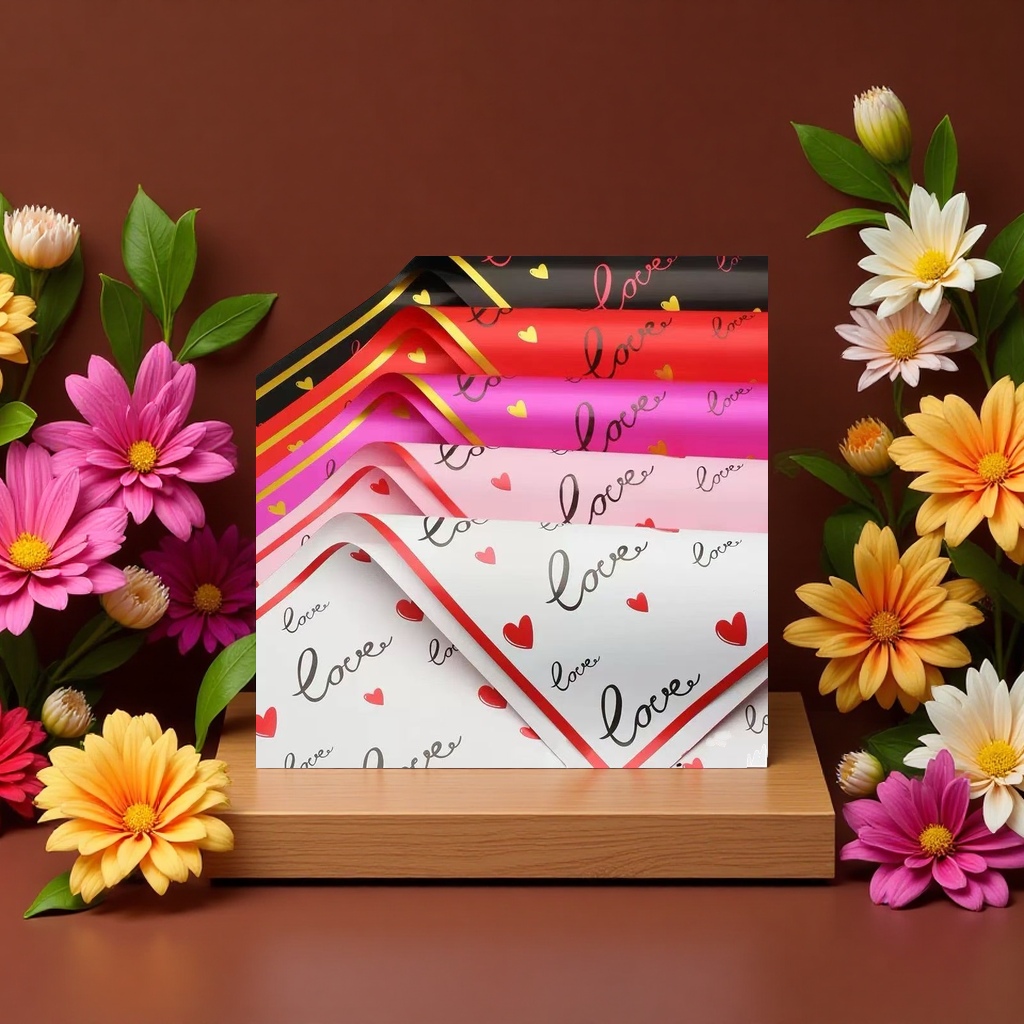 Heart-shaped flower wrapping paper, exquisite gift box packaging, reusable handmade paper Specification image