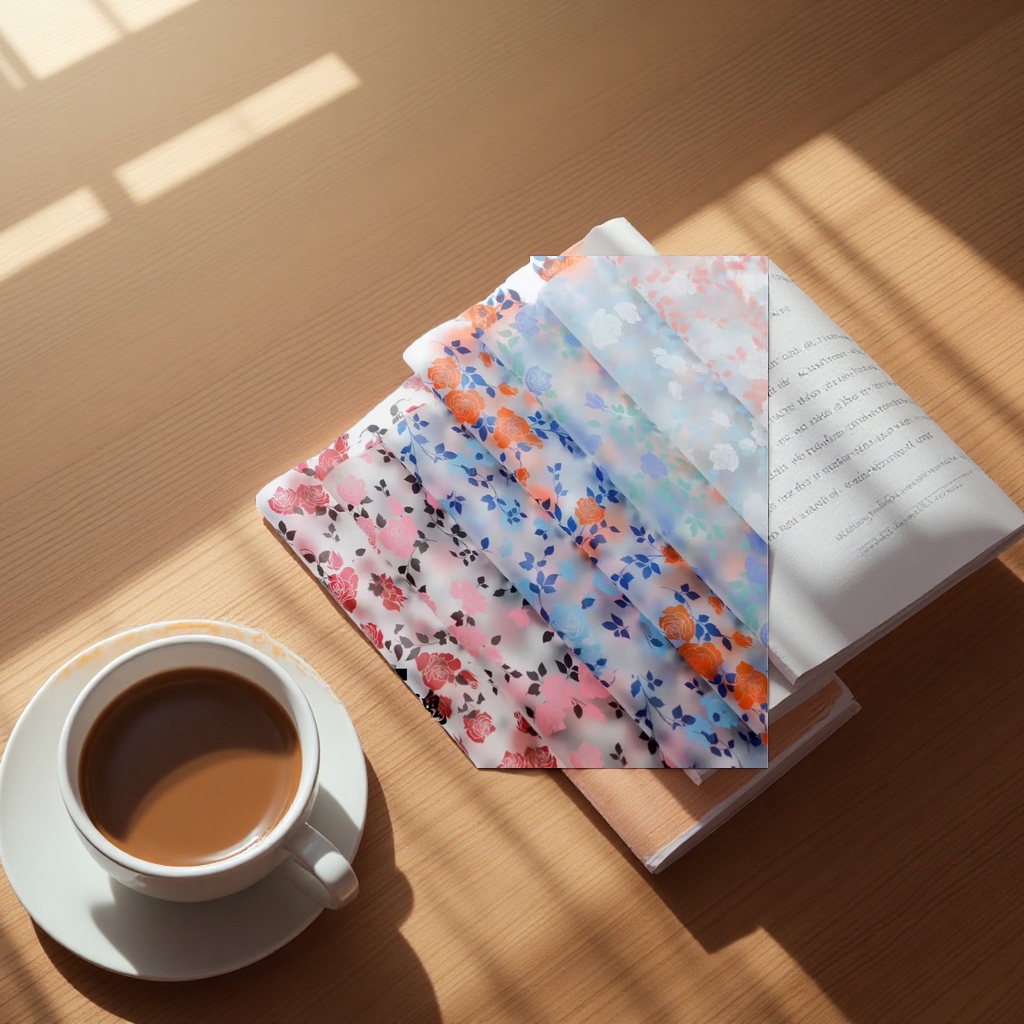 Rose flower wrapping paper, pink romantic gift box, 100 pieces details Picture