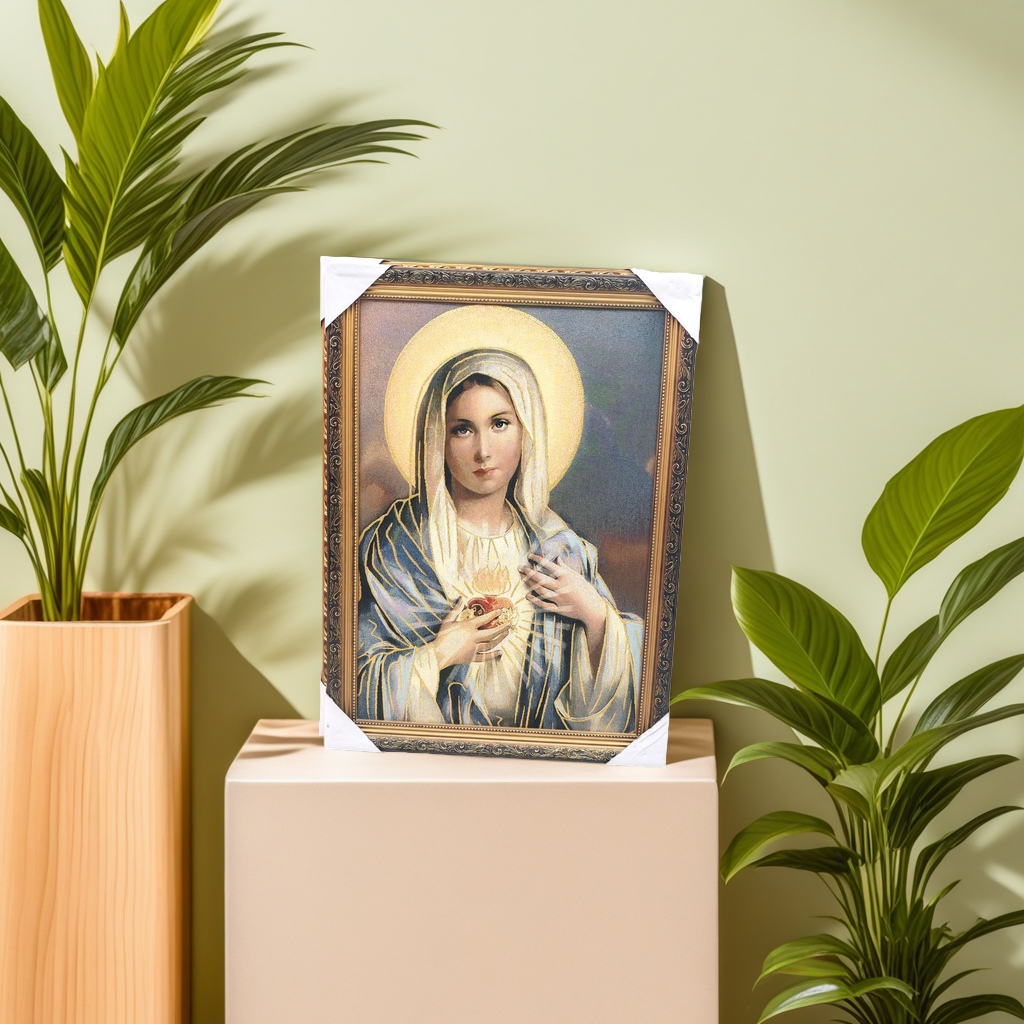 Virgin Mary religious decorative painting embroidery technique, gold thread cloth painting embroidery Application Scenario