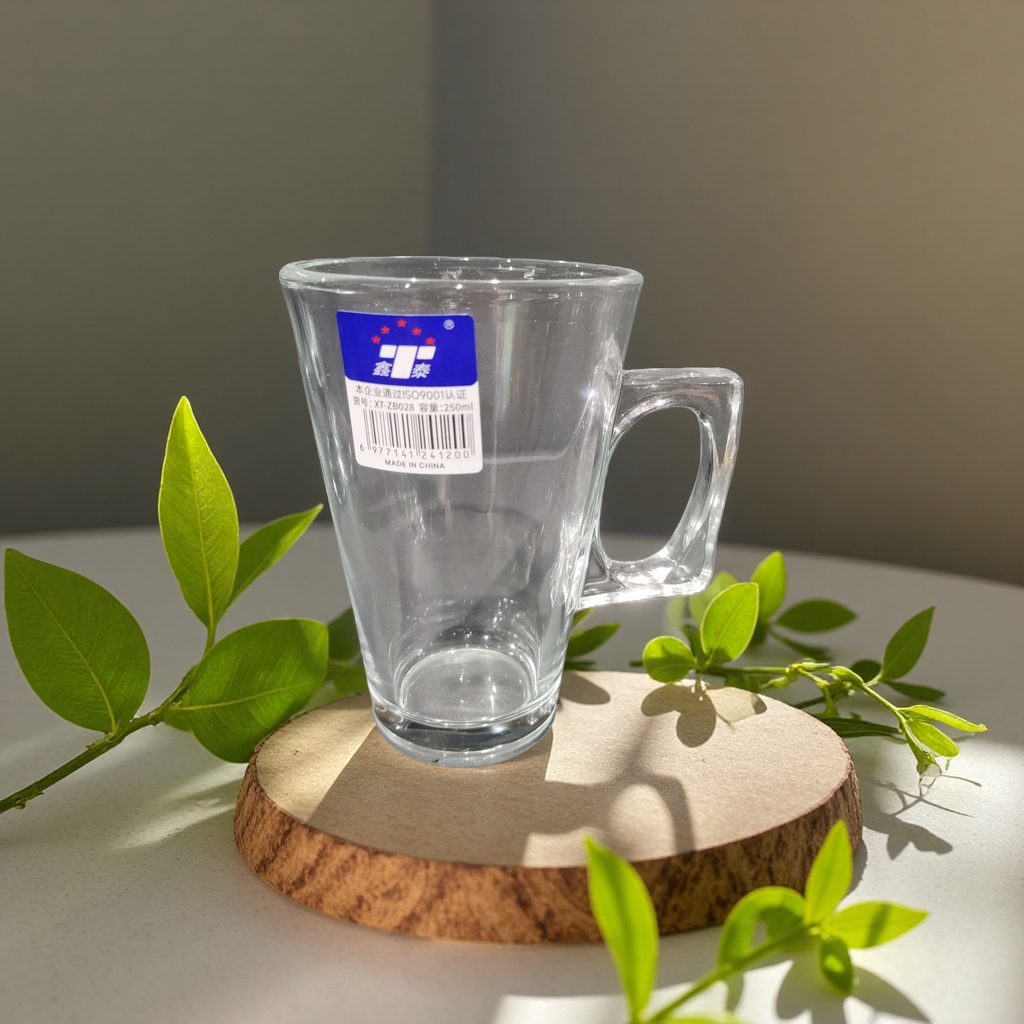Green Apple Glass Cup 180ml, insulated glass cup, household cup with wooden lid design Specification image