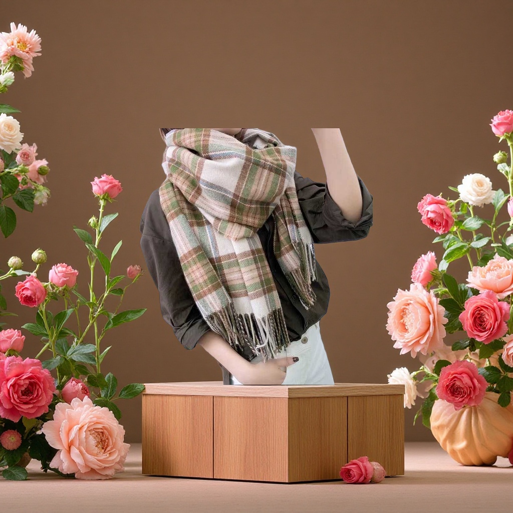 A thick and warm cashmere scarf for women, a fashionable and versatile scarf for autumn and winter Specification image