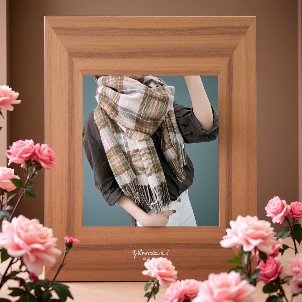 A thick and warm cashmere scarf for women, a fashionable and versatile scarf for autumn and winter details Picture