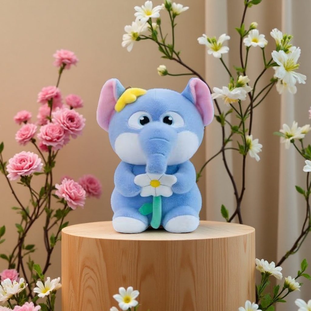 Plush toy with flower elephant, cute and soft children's gift plush105344101 details Picture