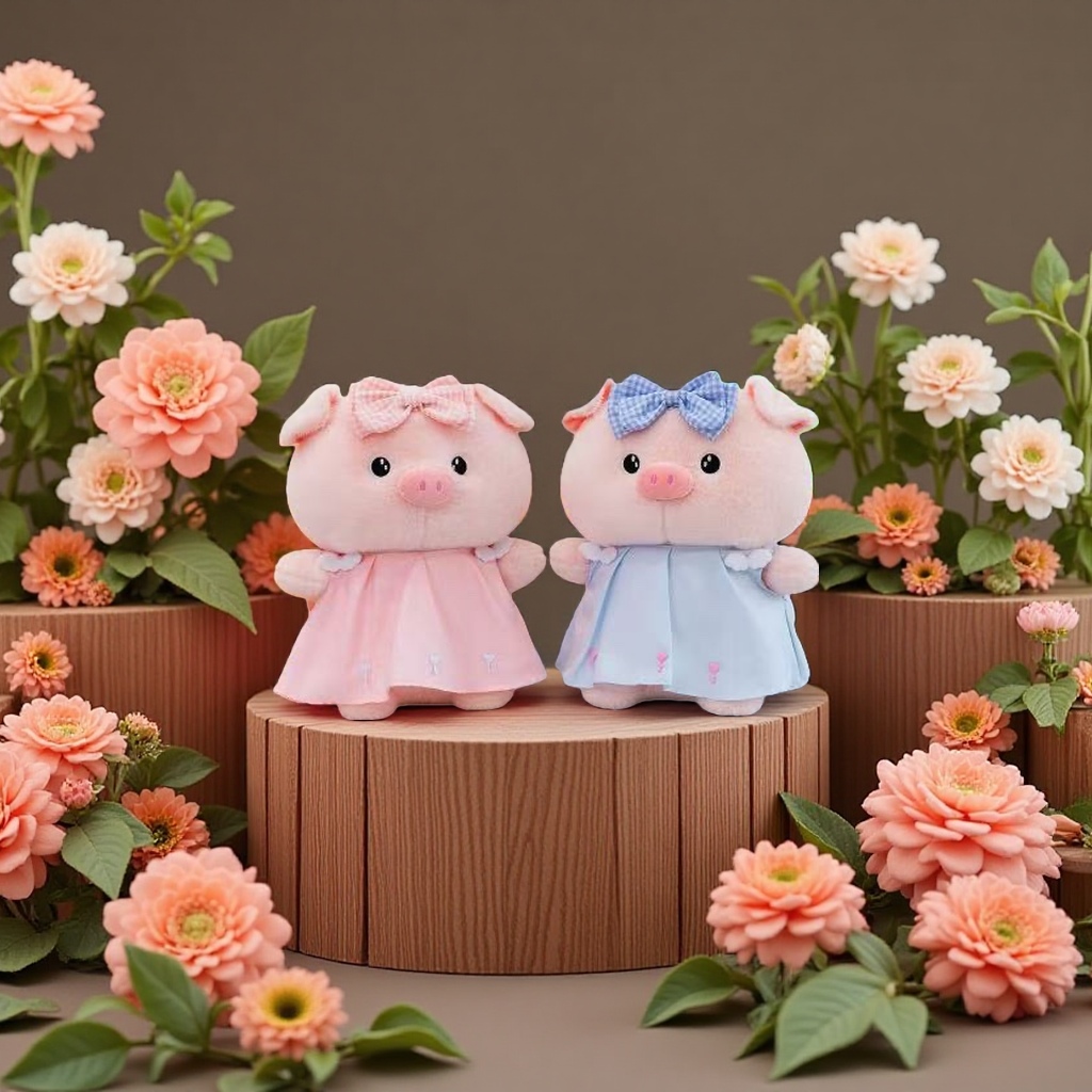 Dressed pig plush toys, cute little pig baby dolls, soft and adorable pet toys details Picture