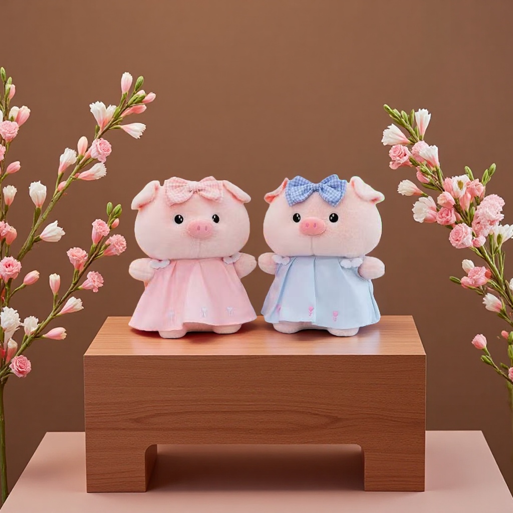 Dressed pig plush toys, cute little pig baby dolls, soft and adorable pet toys Specification image