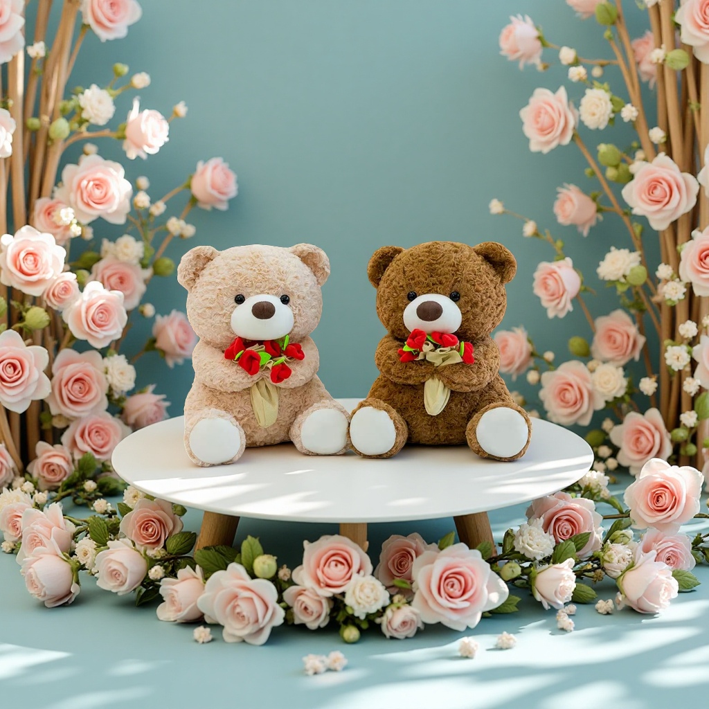 Flower-hugging bear plush toy cute soft children 's gift plush doll 30cm