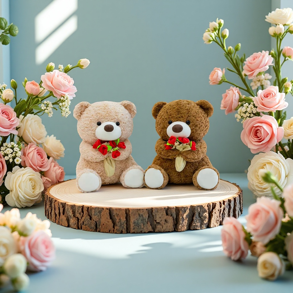 Flower-hugging bear plush toy cute soft children 's gift plush doll 30cm Specification image