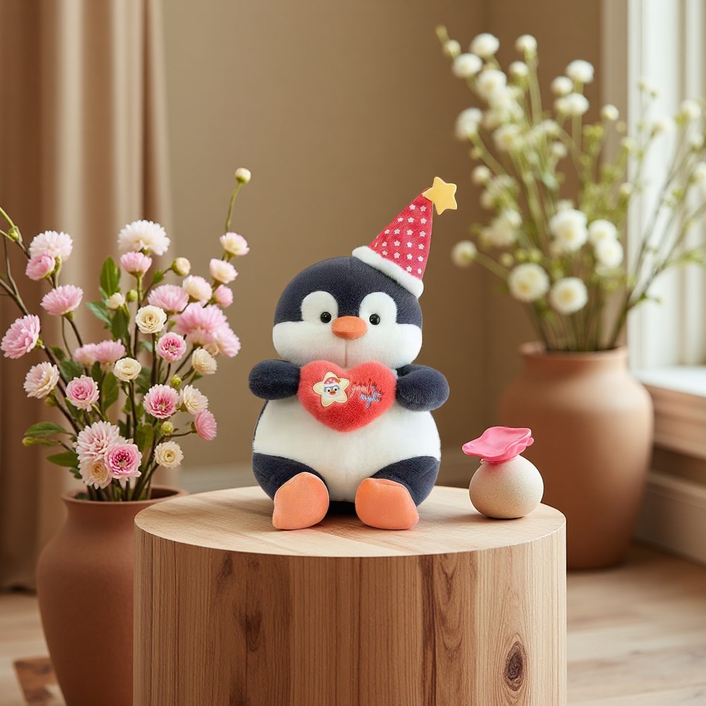 Plush toy with heart-shaped penguin, cute and soft children's doll plush105727429