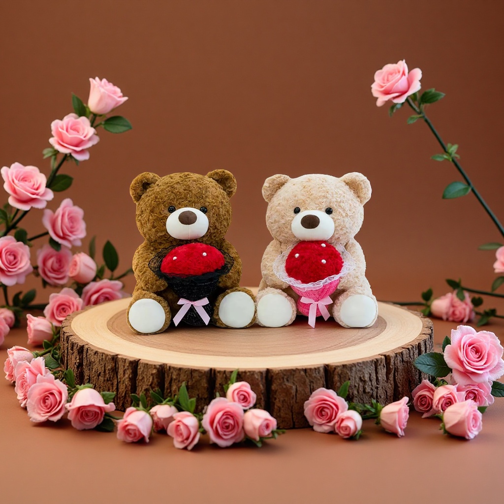 抱花小熊毛绒玩具可爱柔软儿童礼物 plush玩偶 plush玩具