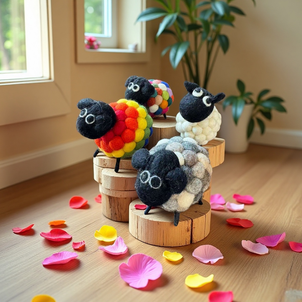Sean's Little Sheep Nepalese wool felt pendant, cute bag pendant, keychain, doll gift finished product Specification image