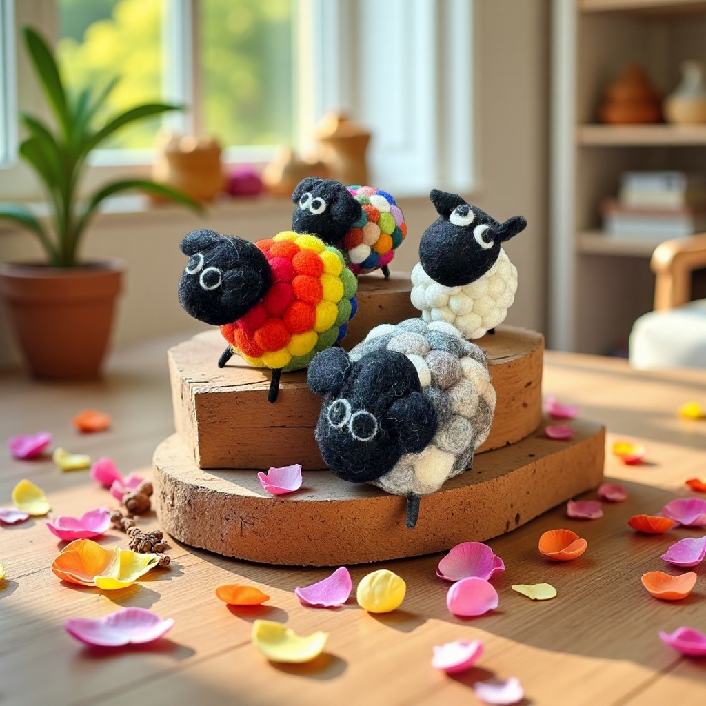 Sean's Little Sheep Nepalese wool felt pendant, cute bag pendant, keychain, doll gift finished product details Picture