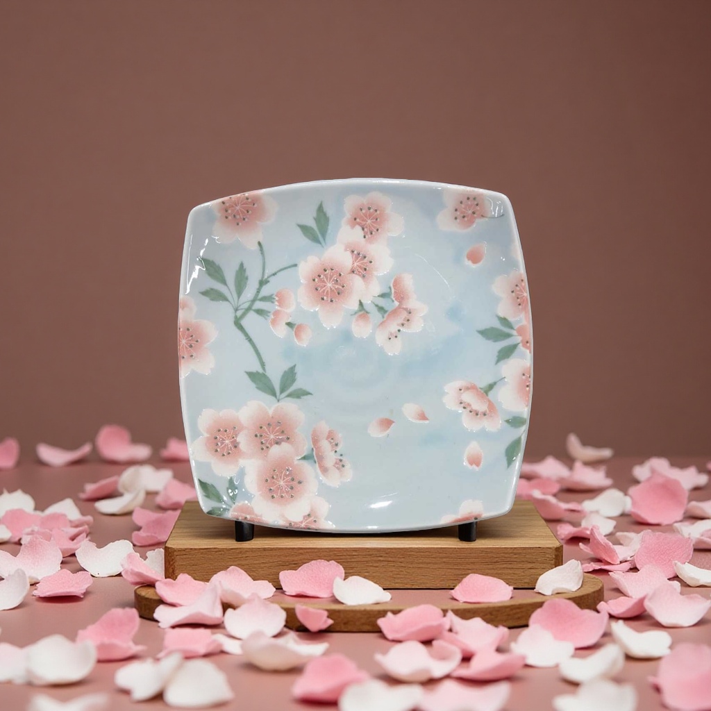 日本进口有古窑满开樱花陶瓷餐盘菜盘子汤面碗米饭碗家用甜品