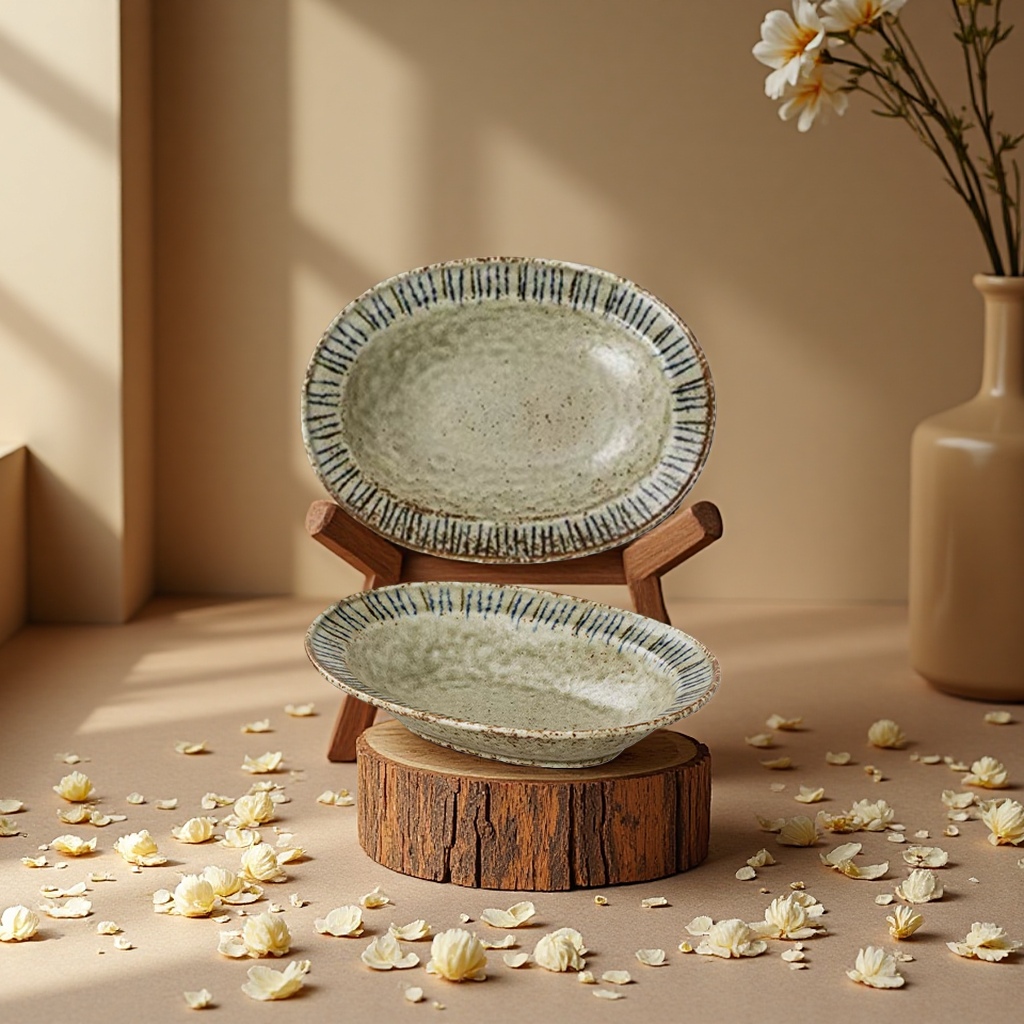 Official genuine Japanese imported Mino burnt matsutake plate, Japanese retro-style round plate, home light luxury ceramic tableware Application Scenario