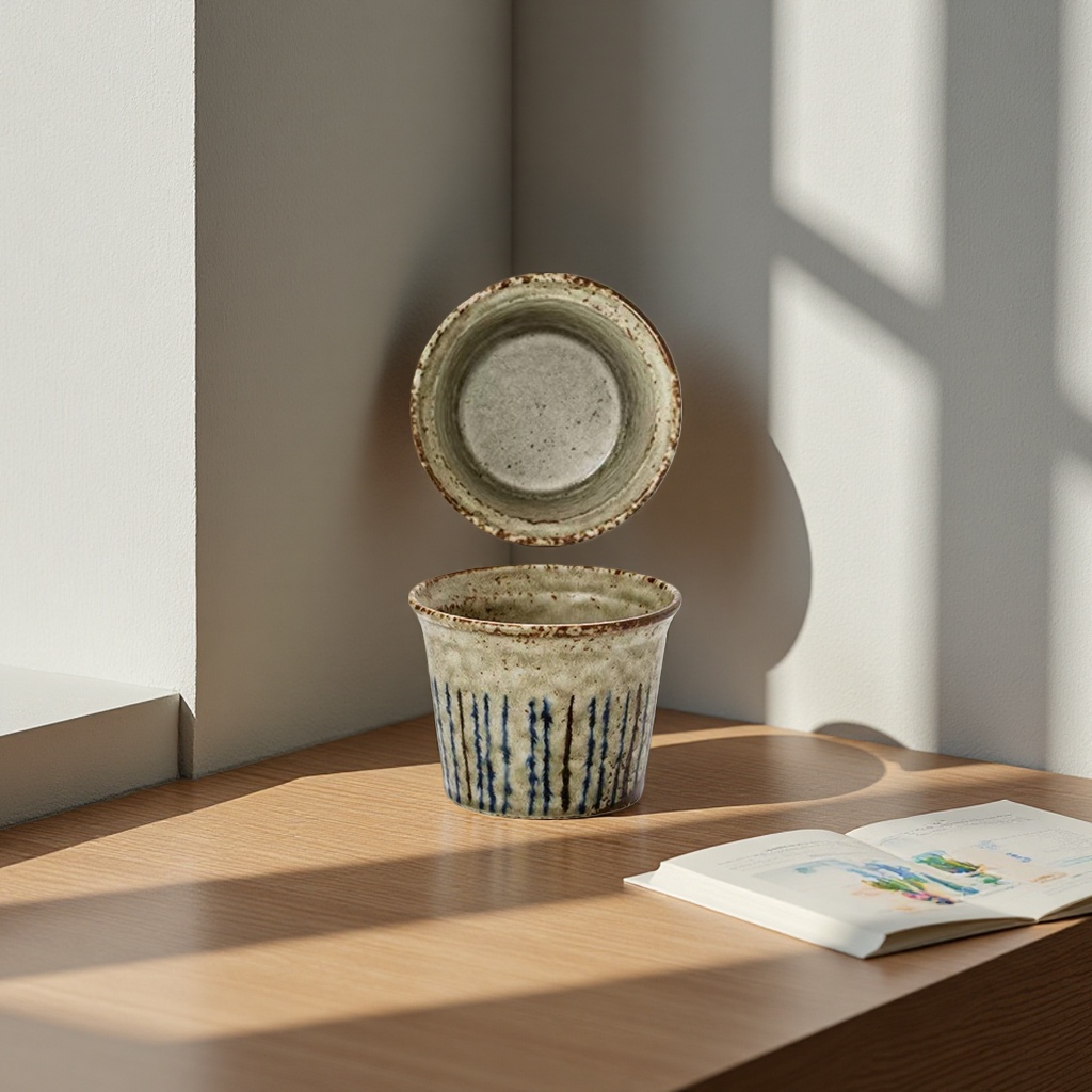 Official genuine Japanese imported Mino burnt matsutake plate, Japanese retro style round plate, home light luxury ceramic water cup Specification image