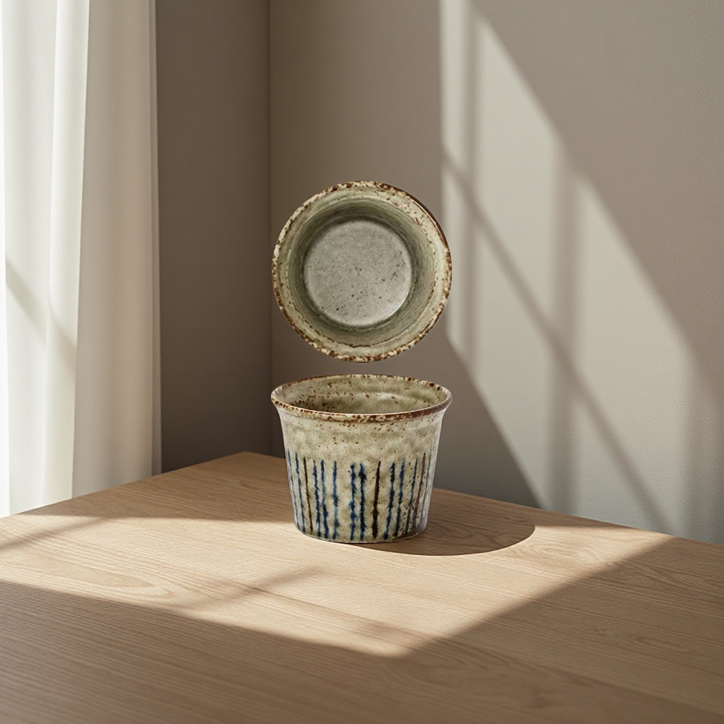 Official genuine Japanese imported Mino burnt matsutake plate, Japanese retro style round plate, home light luxury ceramic water cup details Picture