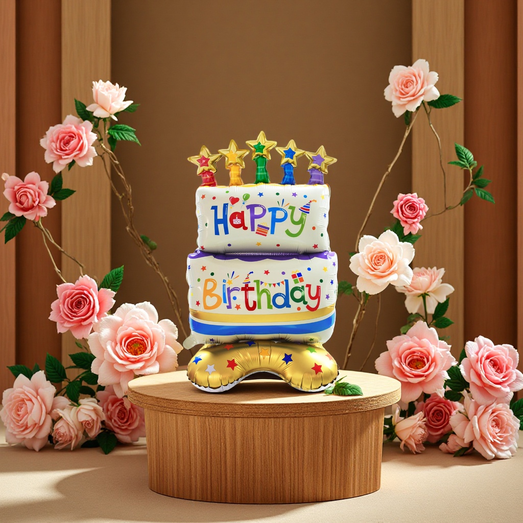 Birthday celebration standing aluminum film balloon three-dimensional decoration party supplies details Picture