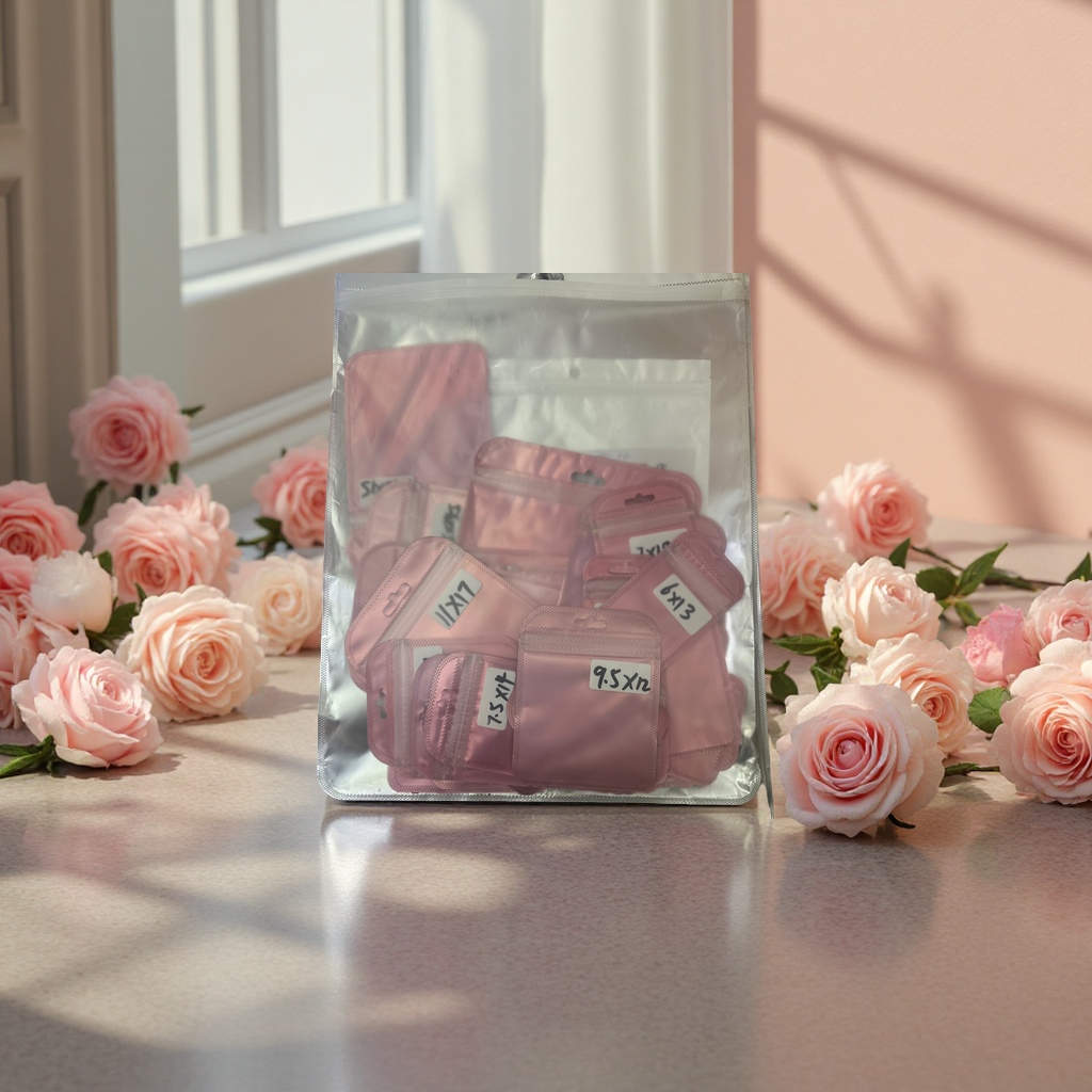 Rose powder bag, self-sealing bag, rounded corner bag, fresh-keeping sealed moisture-proof portable storage bag details Picture