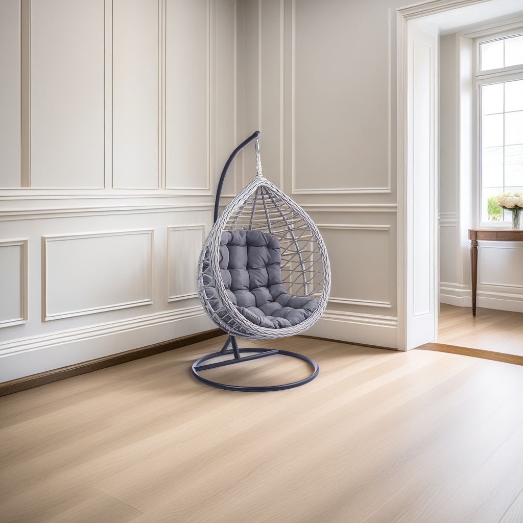 Modern rattan outdoor comfortable and relaxing hanging chair, cradle chair, grey home Specification image