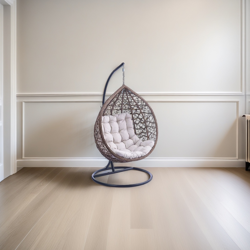 Modern rattan outdoor comfortable and relaxing hanging chair, cradle chair, brown home Application Scenario