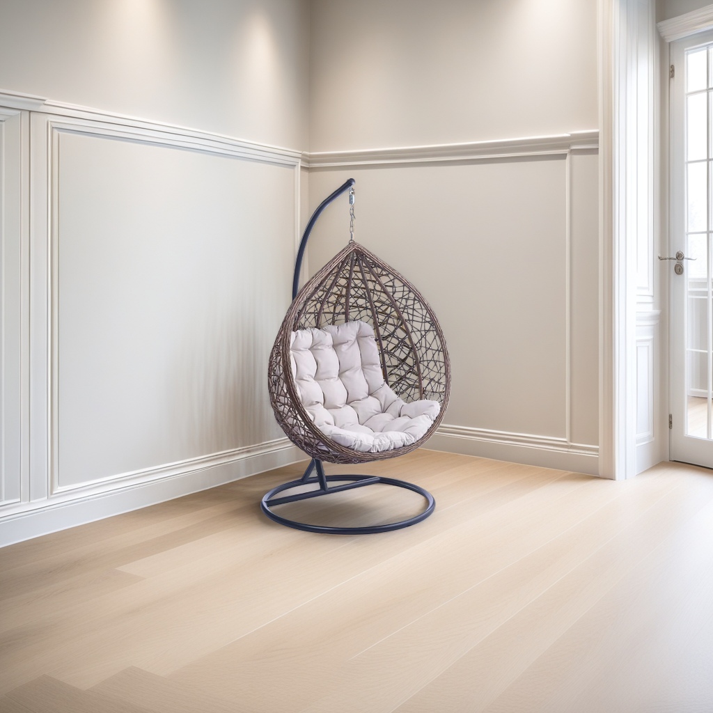 Modern rattan outdoor comfortable and relaxing hanging chair, cradle chair, brown home