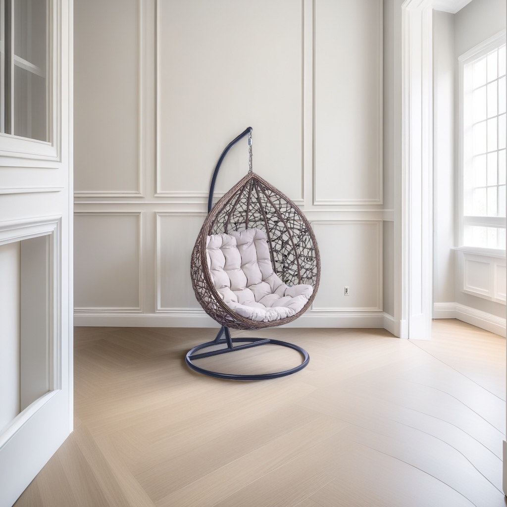 Modern rattan outdoor comfortable and relaxing hanging chair, cradle chair, brown home Specification image
