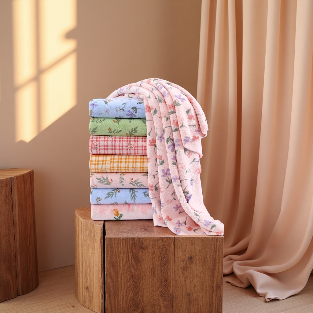 Custom-printed coral velvet fabric, absorbent dry hair cap, bathrobe, bed cover blanket, summer cooling bed sheet, double-sided printed fabric Application Scenario