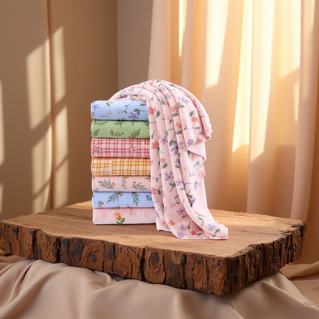 Custom-printed coral velvet fabric, absorbent dry hair cap, bathrobe, bed cover blanket, summer cooling bed sheet, double-sided printed fabric Specification image