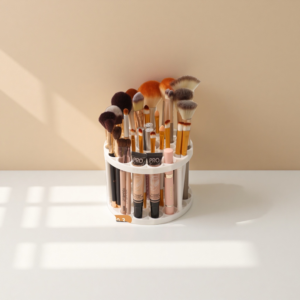 Desktop storage rack, multi-functional lipstick and makeup brush storage and organization rack, large-capacity pen holder